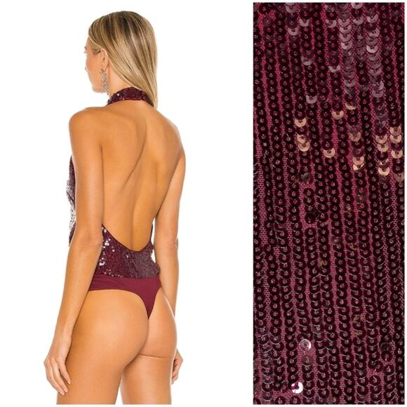 Michael Costello x Revolve Penelope Bodysuit Sequin Open Back Sexy Women XS - Picture 2 of 14